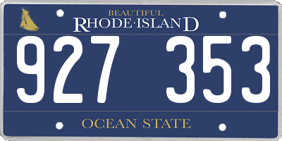 RI license plate 927353