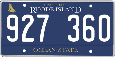 RI license plate 927360