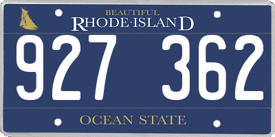RI license plate 927362