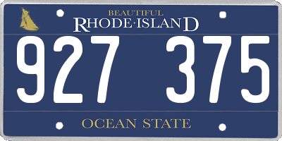 RI license plate 927375
