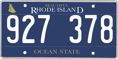 RI license plate 927378
