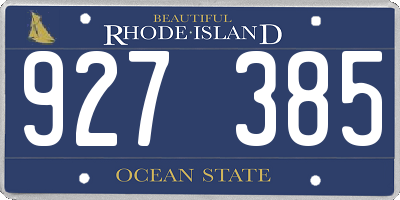 RI license plate 927385