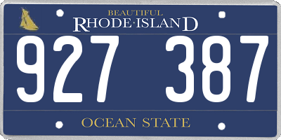 RI license plate 927387