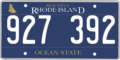 RI license plate 927392