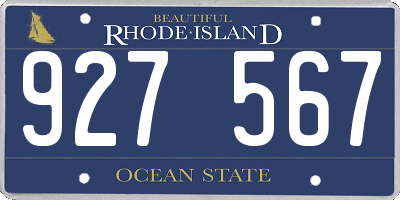 RI license plate 927567