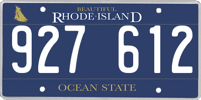 RI license plate 927612