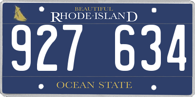 RI license plate 927634