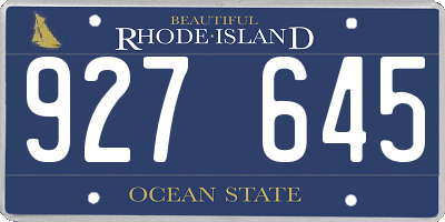 RI license plate 927645