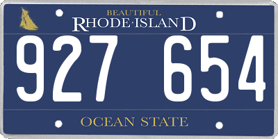 RI license plate 927654