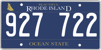 RI license plate 927722
