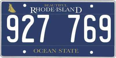RI license plate 927769