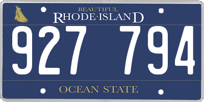 RI license plate 927794