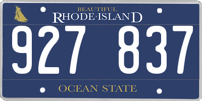 RI license plate 927837