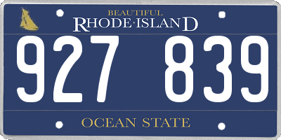 RI license plate 927839