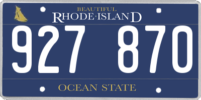 RI license plate 927870