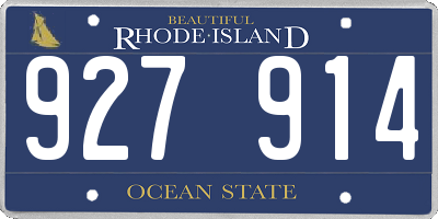 RI license plate 927914