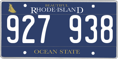 RI license plate 927938