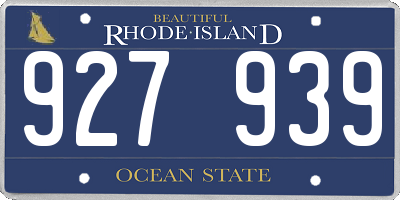 RI license plate 927939