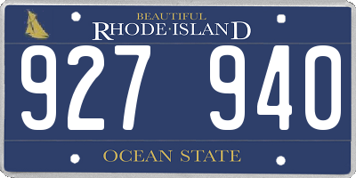 RI license plate 927940