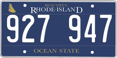RI license plate 927947