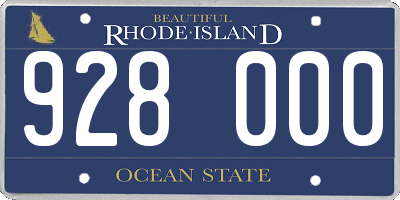 RI license plate 928000