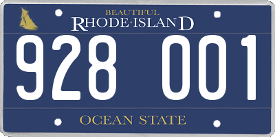 RI license plate 928001