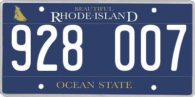 RI license plate 928007