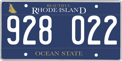 RI license plate 928022