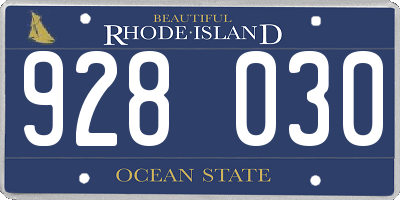 RI license plate 928030