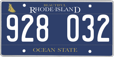 RI license plate 928032
