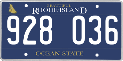 RI license plate 928036