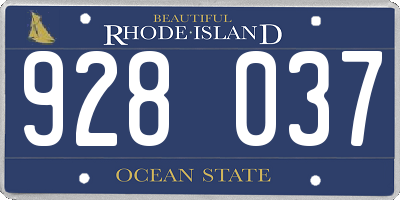 RI license plate 928037