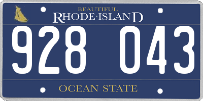 RI license plate 928043