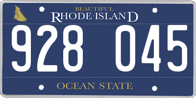 RI license plate 928045
