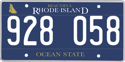 RI license plate 928058