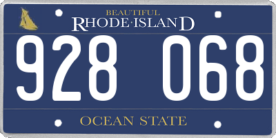 RI license plate 928068