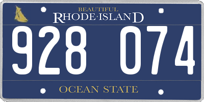 RI license plate 928074