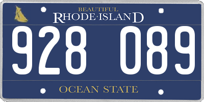 RI license plate 928089