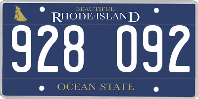 RI license plate 928092