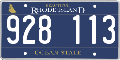 RI license plate 928113