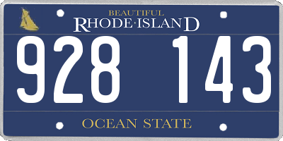 RI license plate 928143