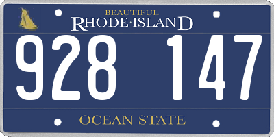 RI license plate 928147