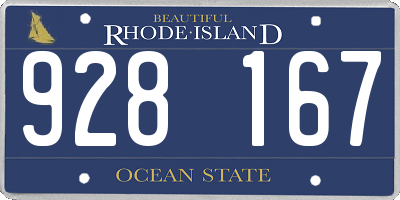 RI license plate 928167