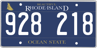 RI license plate 928218