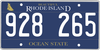 RI license plate 928265