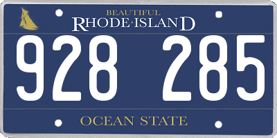 RI license plate 928285