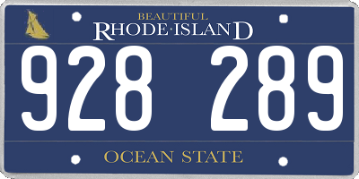 RI license plate 928289
