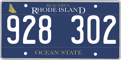 RI license plate 928302