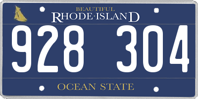 RI license plate 928304