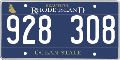 RI license plate 928308